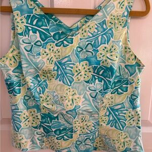 Island Republic Size 10 Fitted Top Side zipper. Shades of turquoise FLAT…